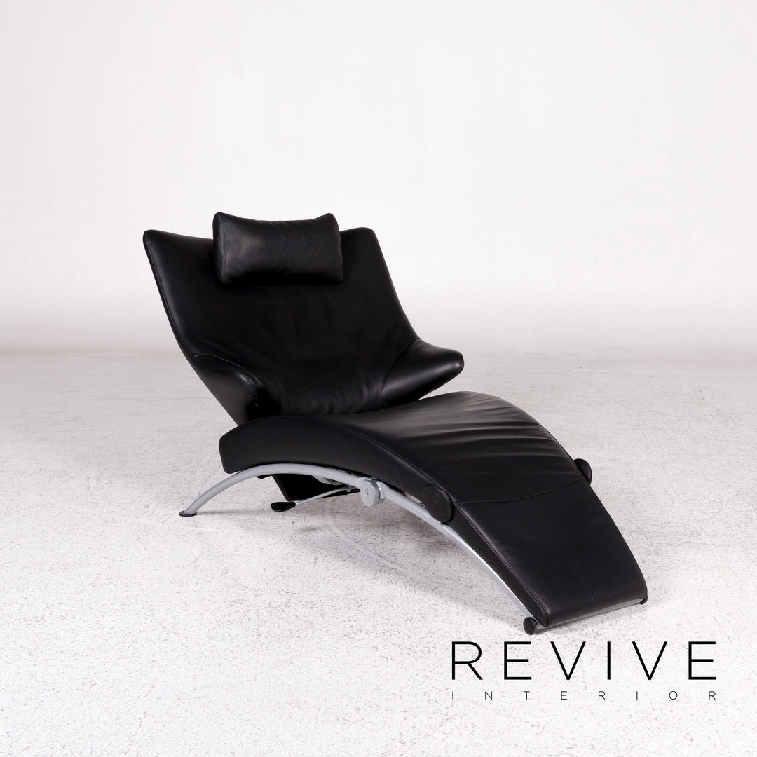 WK Wohnen Solo 699 Leather Armchair Lounger Black Relaxation Function #10143