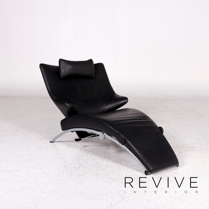 WK Wohnen Solo 699 Leather Armchair Lounger Black Relaxation Function #10143