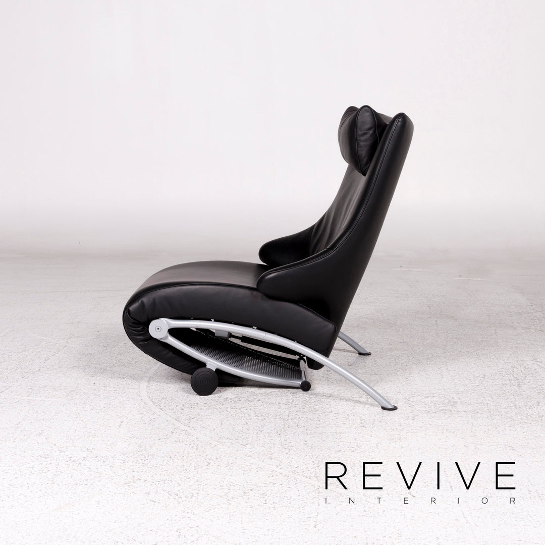 WK Wohnen Solo 699 Leather Armchair Lounger Black Relaxation Function #10143