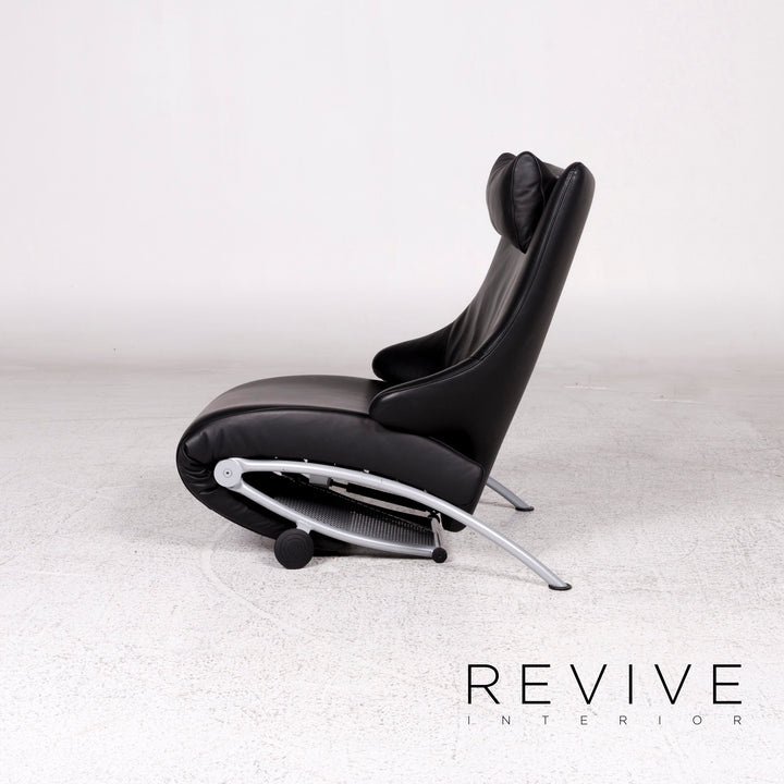 WK Wohnen Solo 699 Leather Armchair Lounger Black Relaxation Function #10143