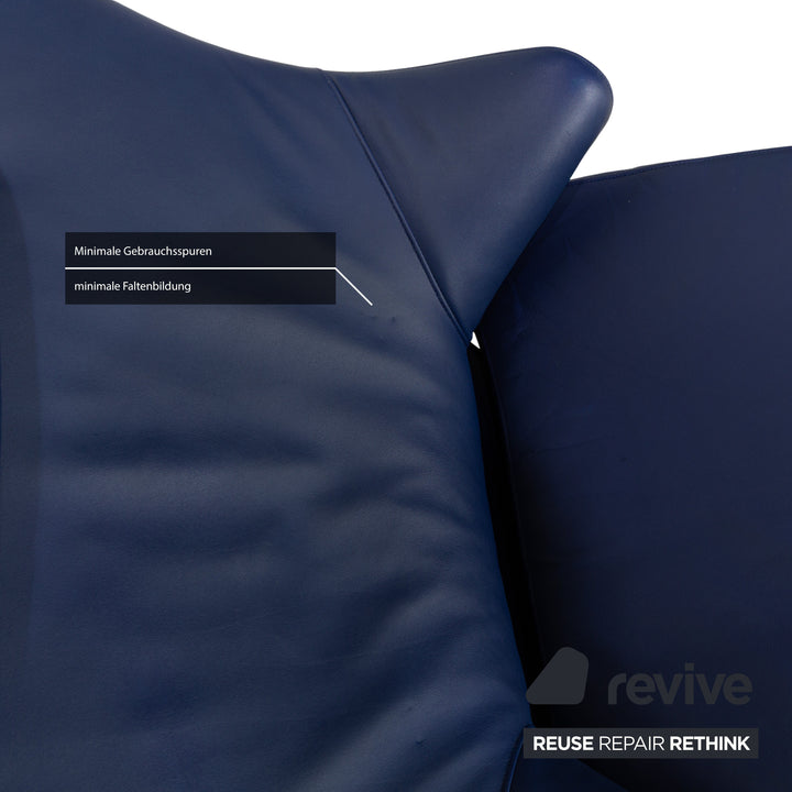 Fauteuil en cuir WK Wohnen Solo 699 bleu, fonction manuelle, fonction inclinable