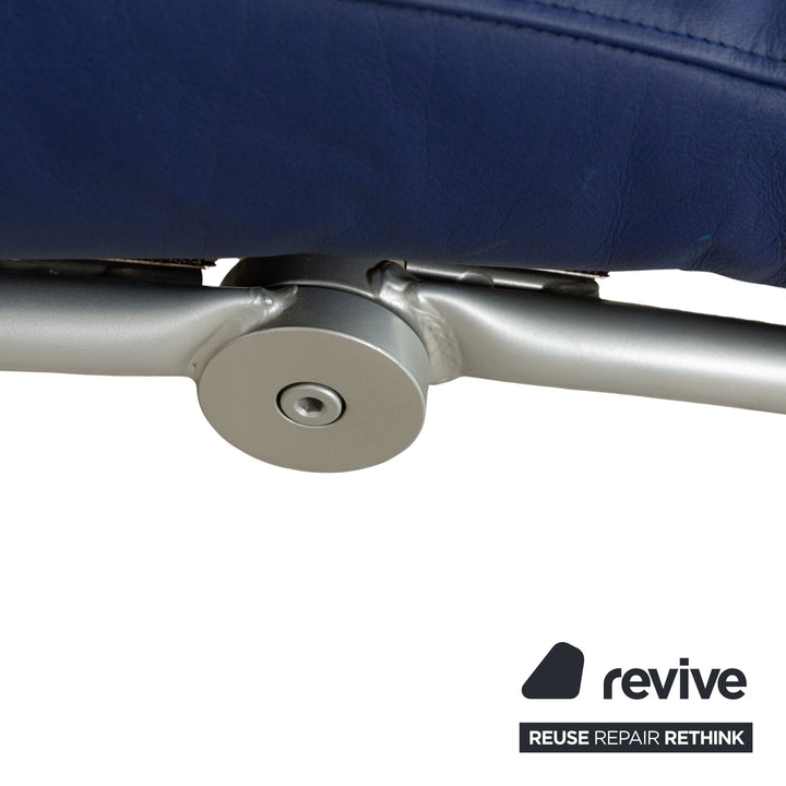 Fauteuil en cuir WK Wohnen Solo 699 bleu, fonction manuelle, fonction inclinable
