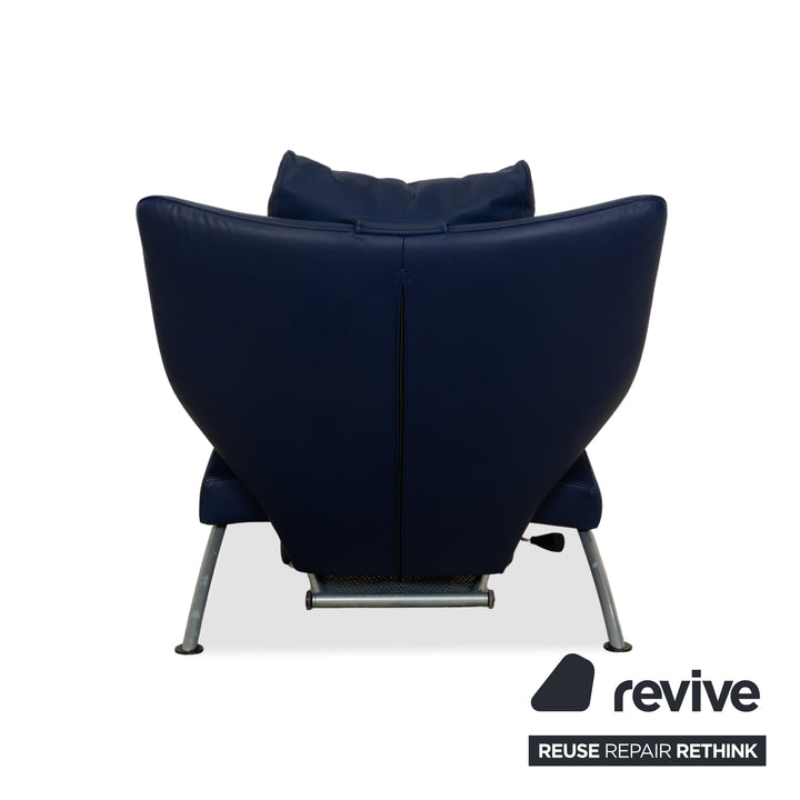 Fauteuil en cuir WK Wohnen Solo 699 bleu, fonction manuelle, fonction inclinable