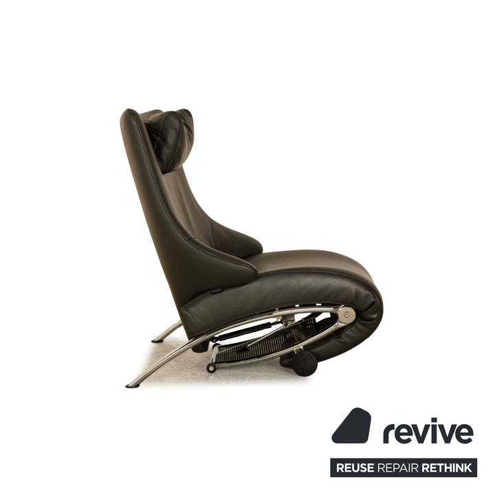 Wk Wohnen Solo 699 leather armchair dark grey manual function