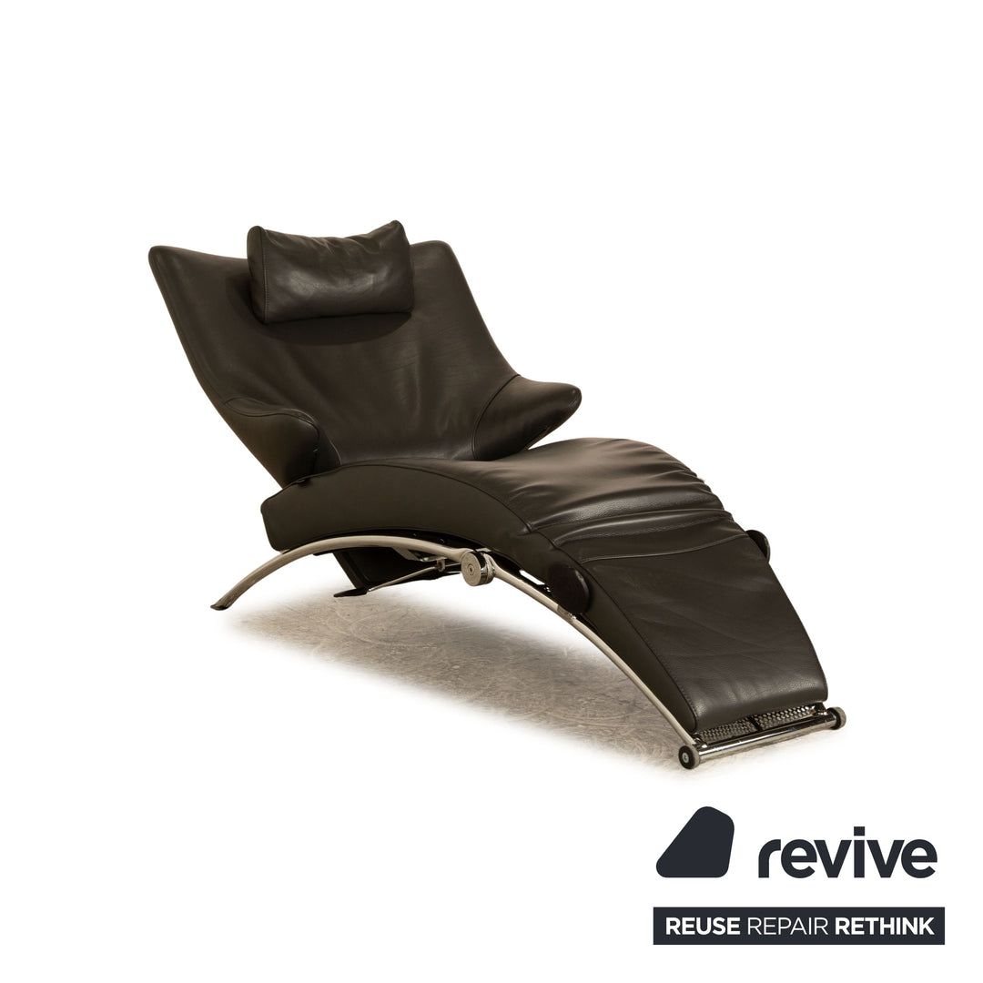 Wk Wohnen Solo 699 leather armchair dark grey manual function