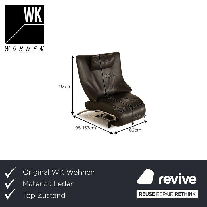 Wk Wohnen Solo 699 leather armchair dark grey manual function