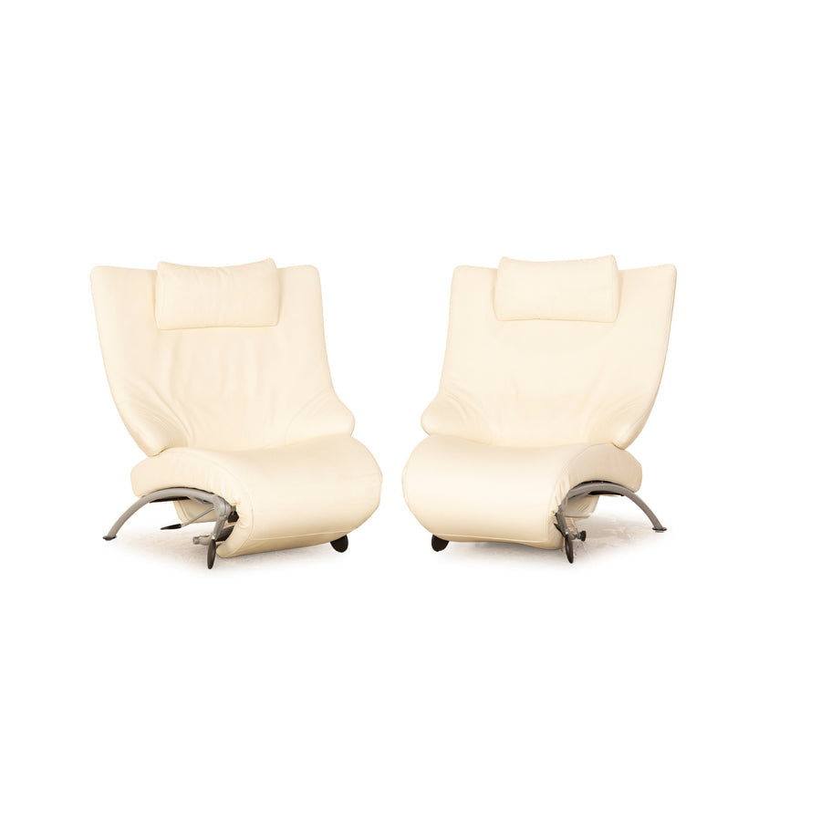 WK Wohnen Solo 699 leather armchair set cream manual function