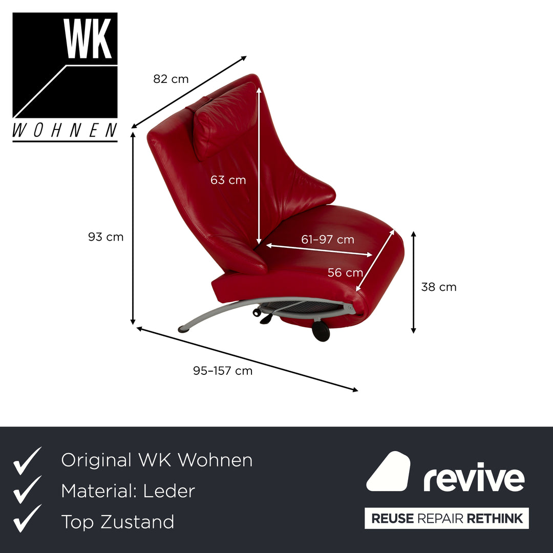 WK Wohnen Solo 699 Fauteuil en cuir Rouge fonction manuelle
