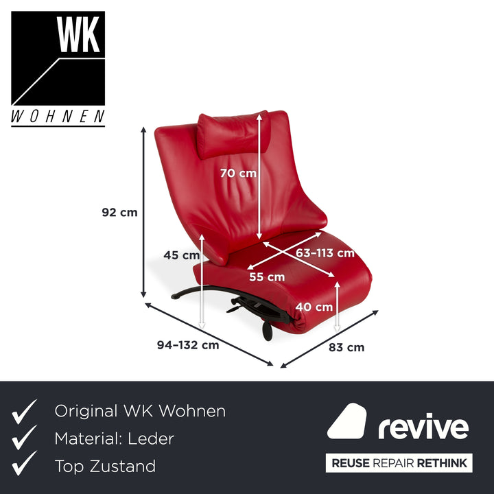 WK Wohnen Solo 699 Leder Sessel Rot manuelle Funktion