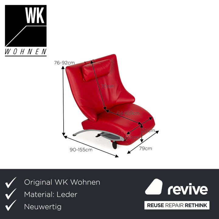 WK Wohnen Solo 699 leather armchair red manual function