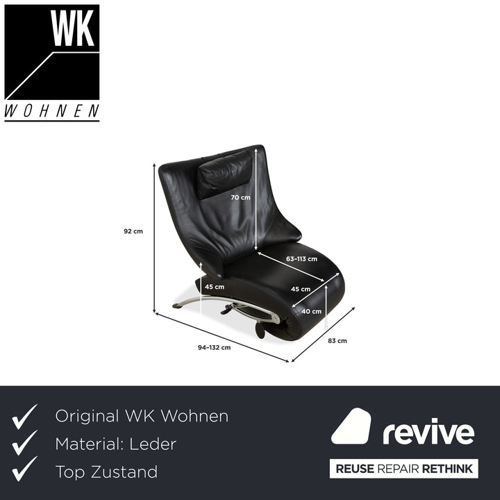 WK Wohnen Solo 699 Leder Sessel Schwarz manuelle Funktion
