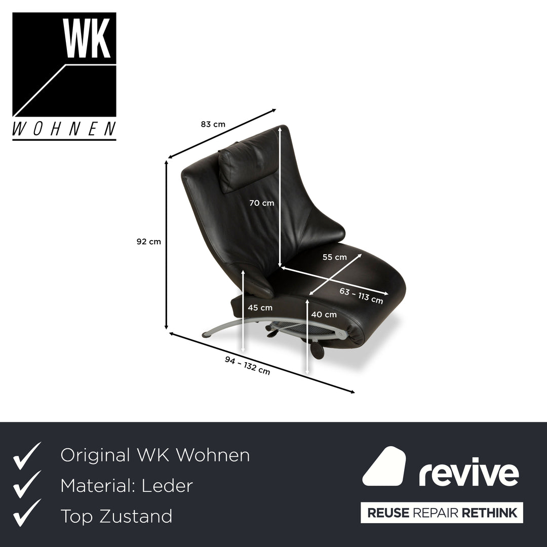WK Wohnen Solo 699 Leather Armchair Black manual function