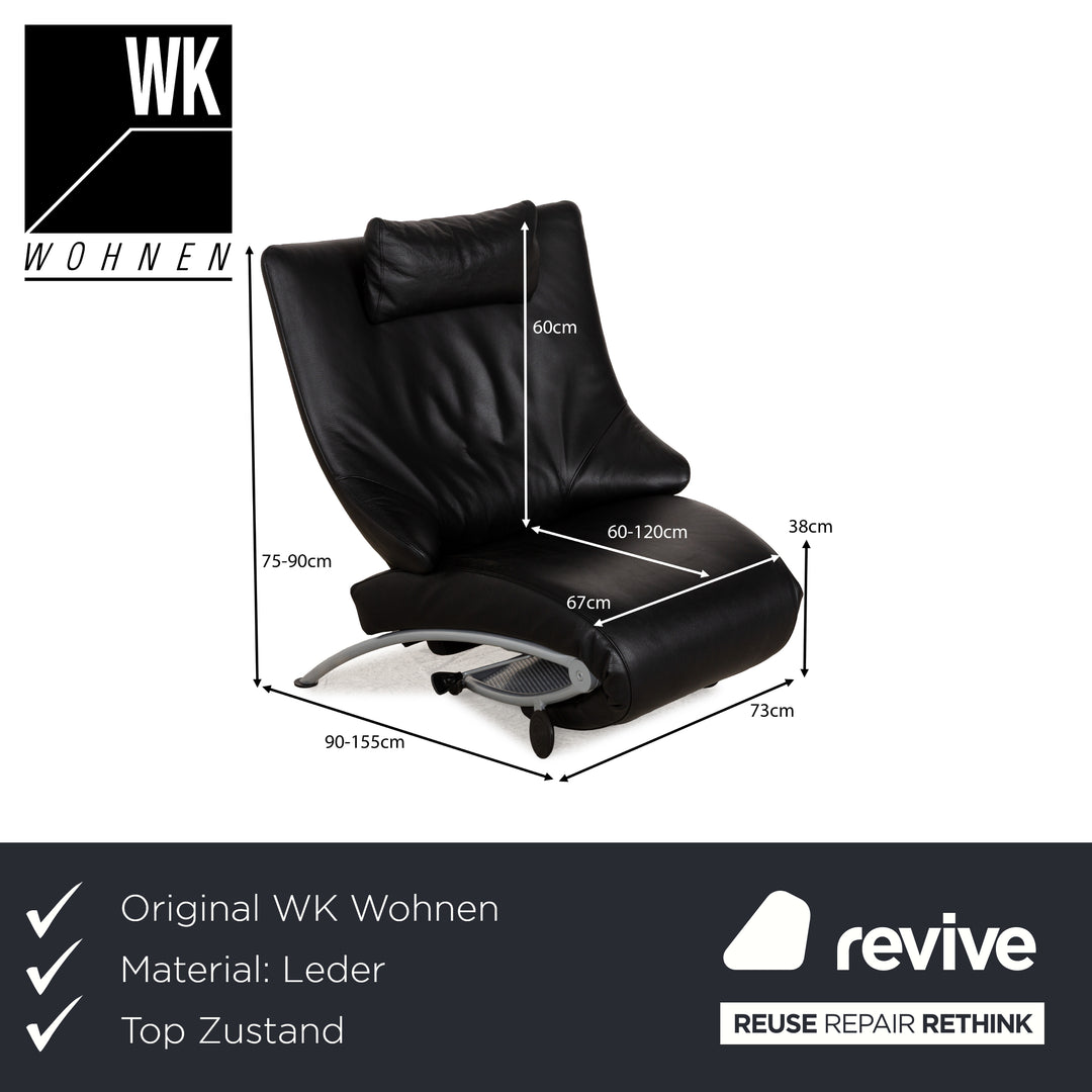WK Wohnen Solo 699 Leder Sessel Schwarz manuelle Funktion
