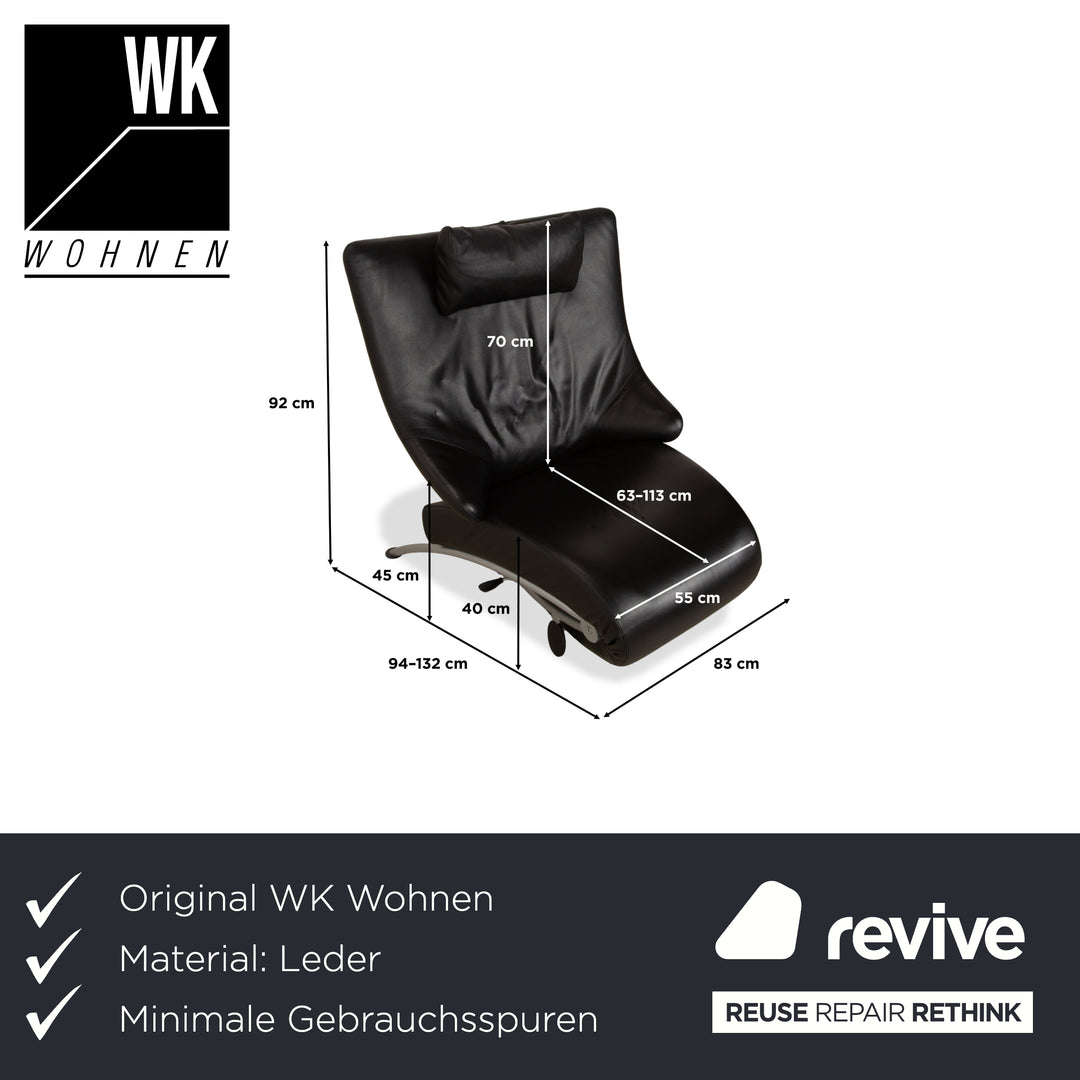 WK Wohnen Solo 699 Leder Sessel Schwarz manuelle Funktion