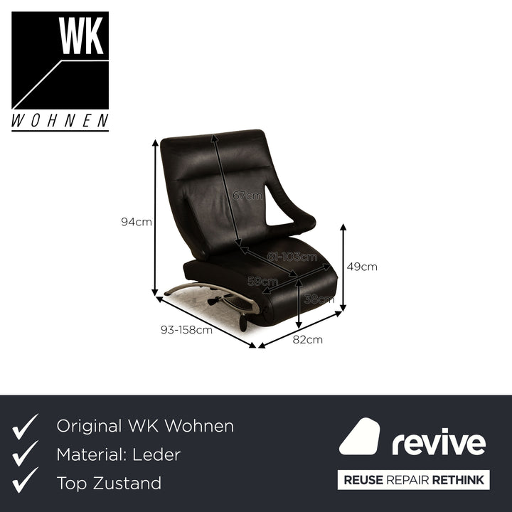 WK Wohnen Solo 699 fauteuil en cuir noir fonction manuelle fonction relaxation