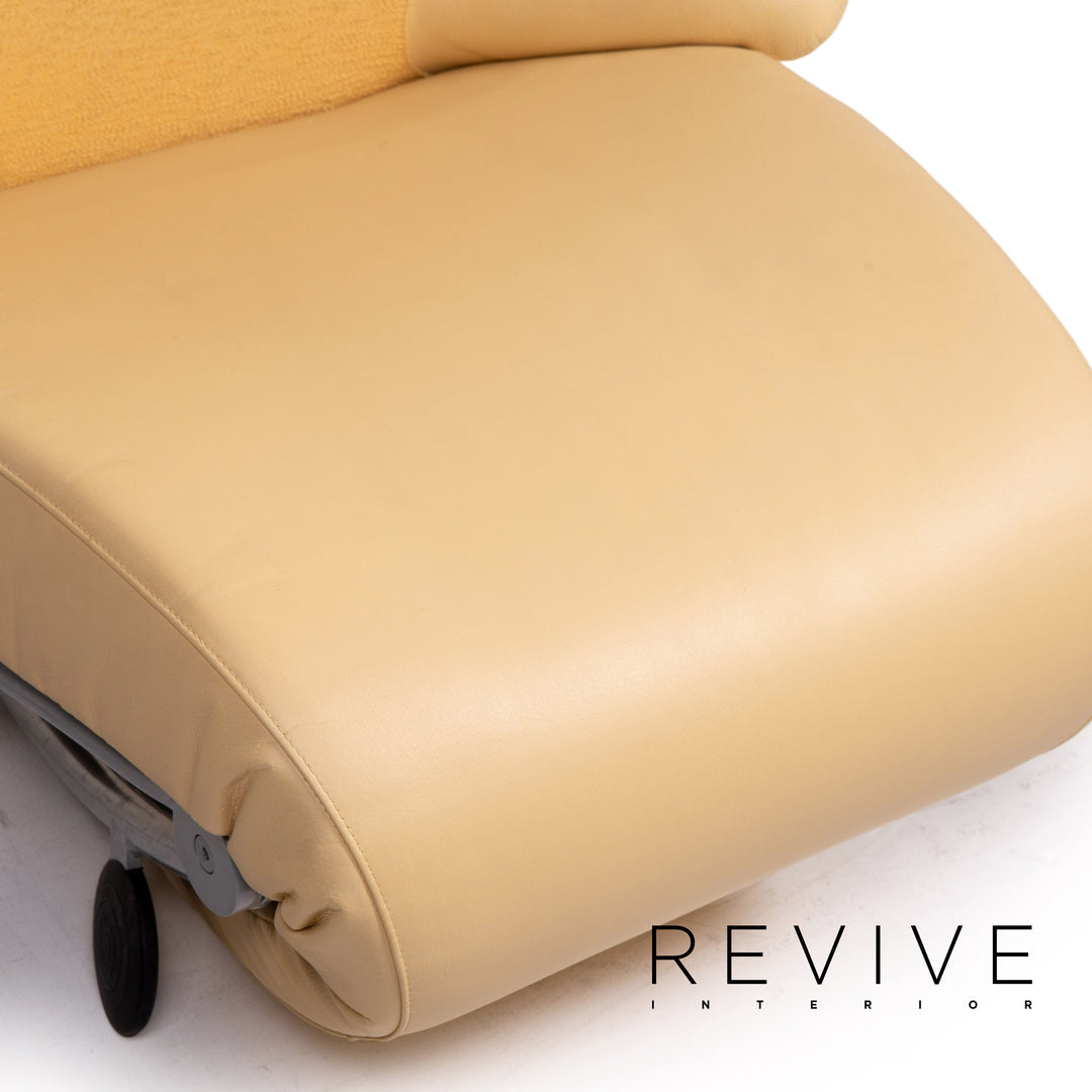 WK Wohnen Solo 699 Fauteuil en cuir et tissu jaune Fonction de relaxation Fauteuil de relaxation