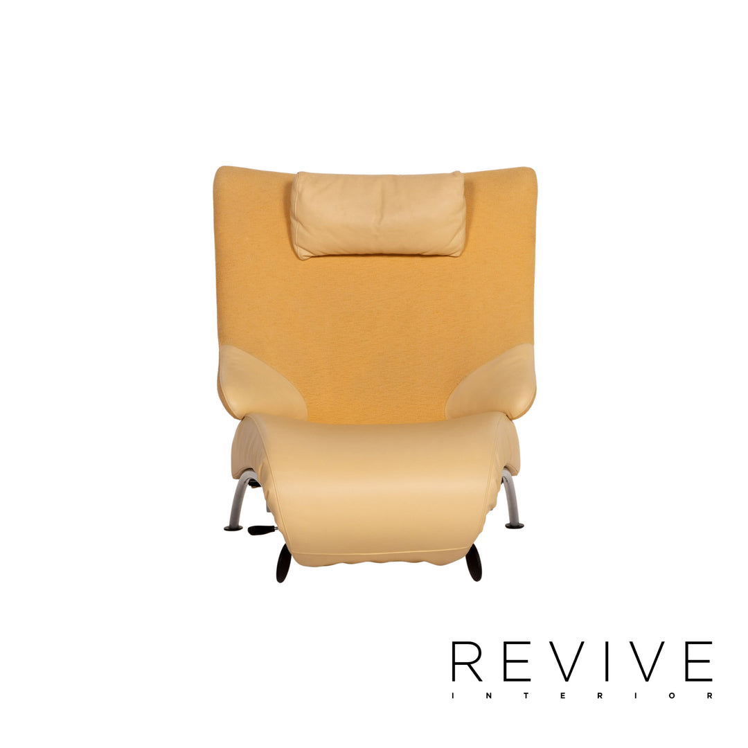 WK Wohnen Solo 699 Fauteuil en cuir et tissu jaune Fonction de relaxation Fauteuil de relaxation