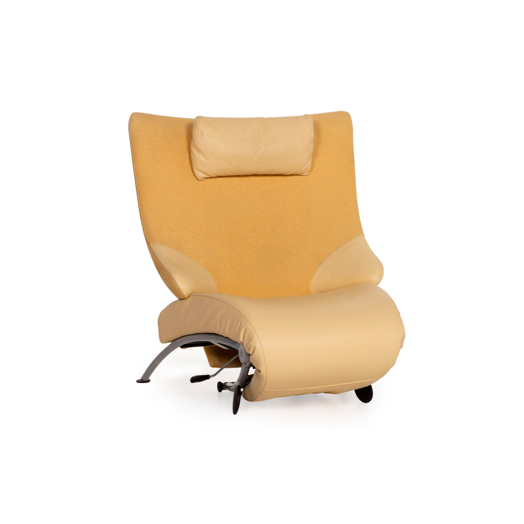 WK Wohnen Solo 699 Fauteuil en cuir et tissu jaune Fonction de relaxation Fauteuil de relaxation