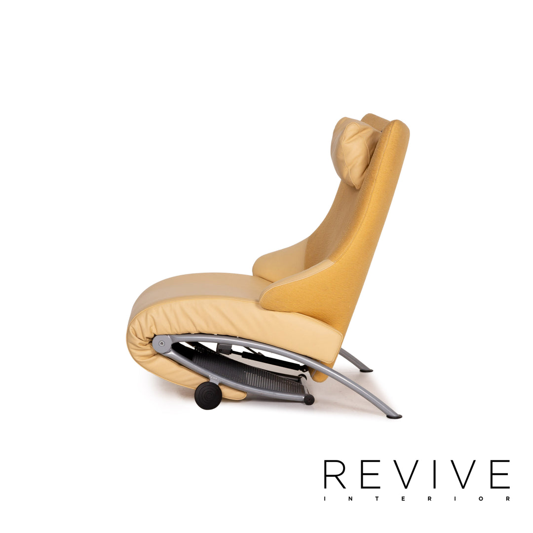 WK Wohnen Solo 699 Fauteuil en cuir et tissu jaune Fonction de relaxation Fauteuil de relaxation
