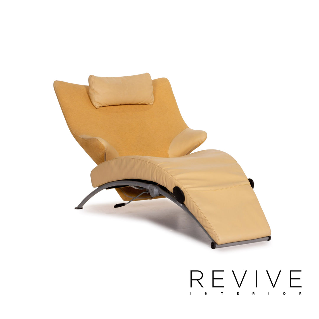WK Wohnen Solo 699 Fauteuil en cuir et tissu jaune Fonction de relaxation Fauteuil de relaxation
