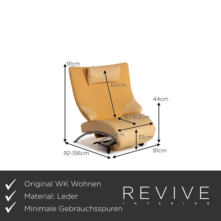 WK Wohnen Solo 699 Fauteuil en cuir et tissu jaune Fonction de relaxation Fauteuil de relaxation