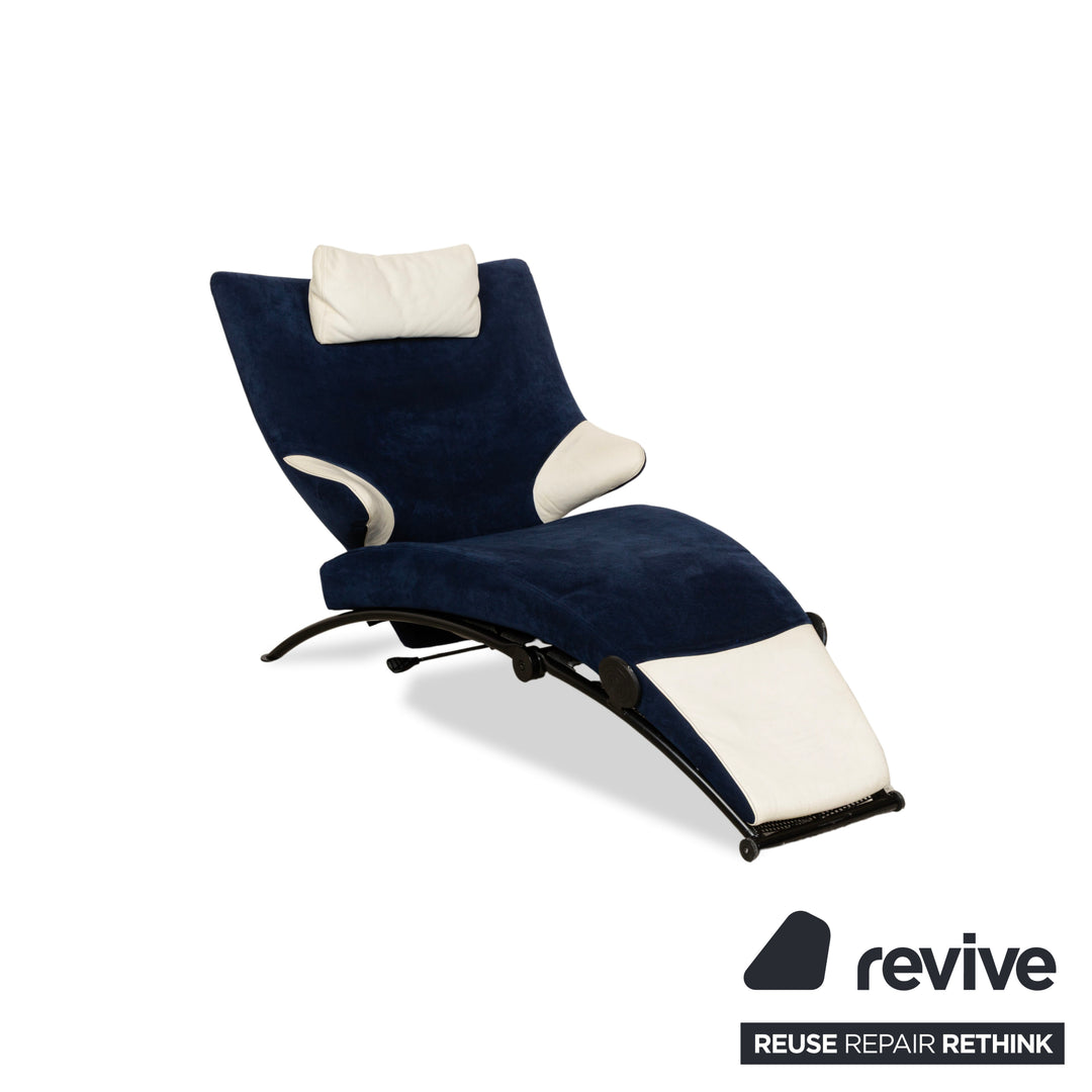 WK Wohnen Solo 699 Fabric Alcantara Armchair Blue Cream Manual Function