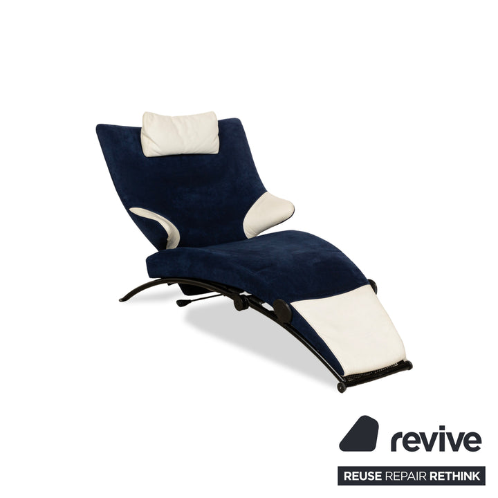 WK Wohnen Solo 699 Fabric Alcantara Armchair Blue Cream Manual Function