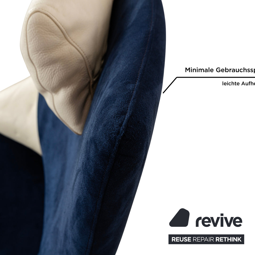 WK Wohnen Solo 699 Fabric Alcantara Armchair Blue Cream Manual Function