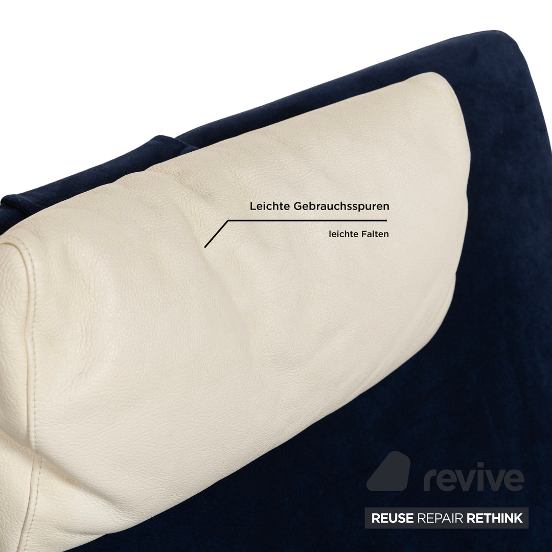 WK Wohnen Solo 699 Fabric Alcantara Armchair Blue Cream Manual Function