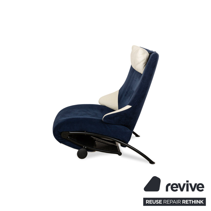 WK Wohnen Solo 699 Fabric Alcantara Armchair Blue Cream Manual Function