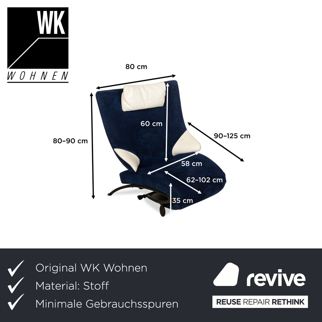 WK Wohnen Solo 699 Fabric Alcantara Armchair Blue Cream Manual Function