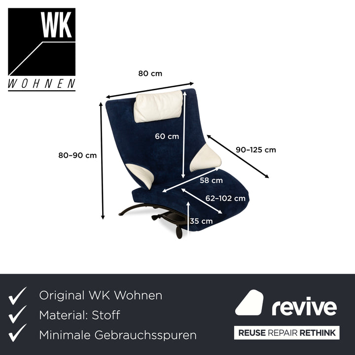 WK Wohnen Solo 699 Fabric Alcantara Armchair Blue Cream Manual Function