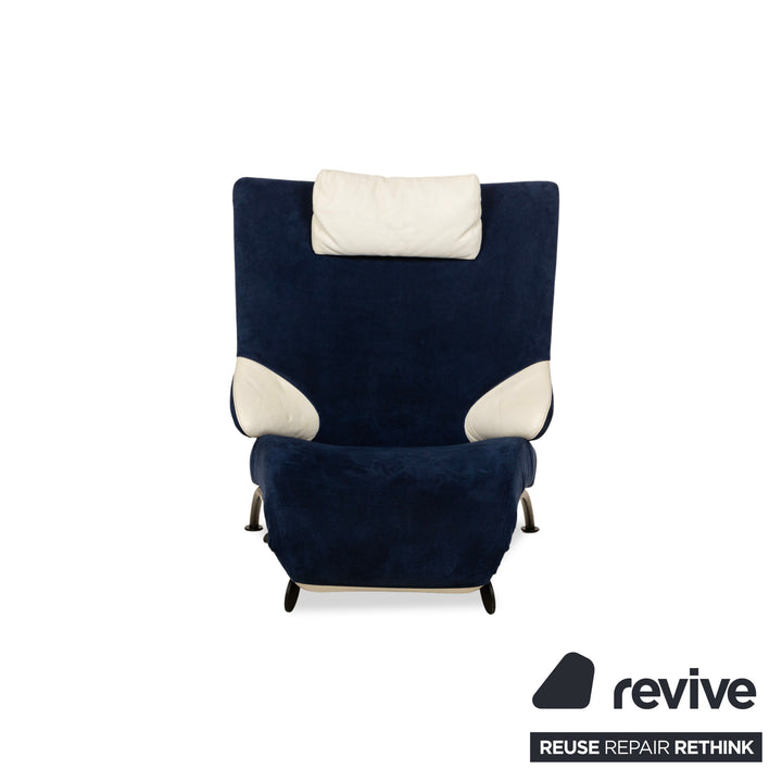 WK Wohnen Solo 699 Fabric Alcantara Armchair Blue Cream Manual Function