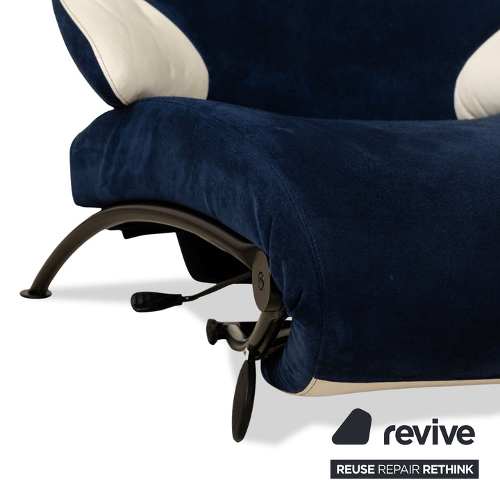 WK Wohnen Solo 699 Fabric Alcantara Armchair Blue Cream Manual Function