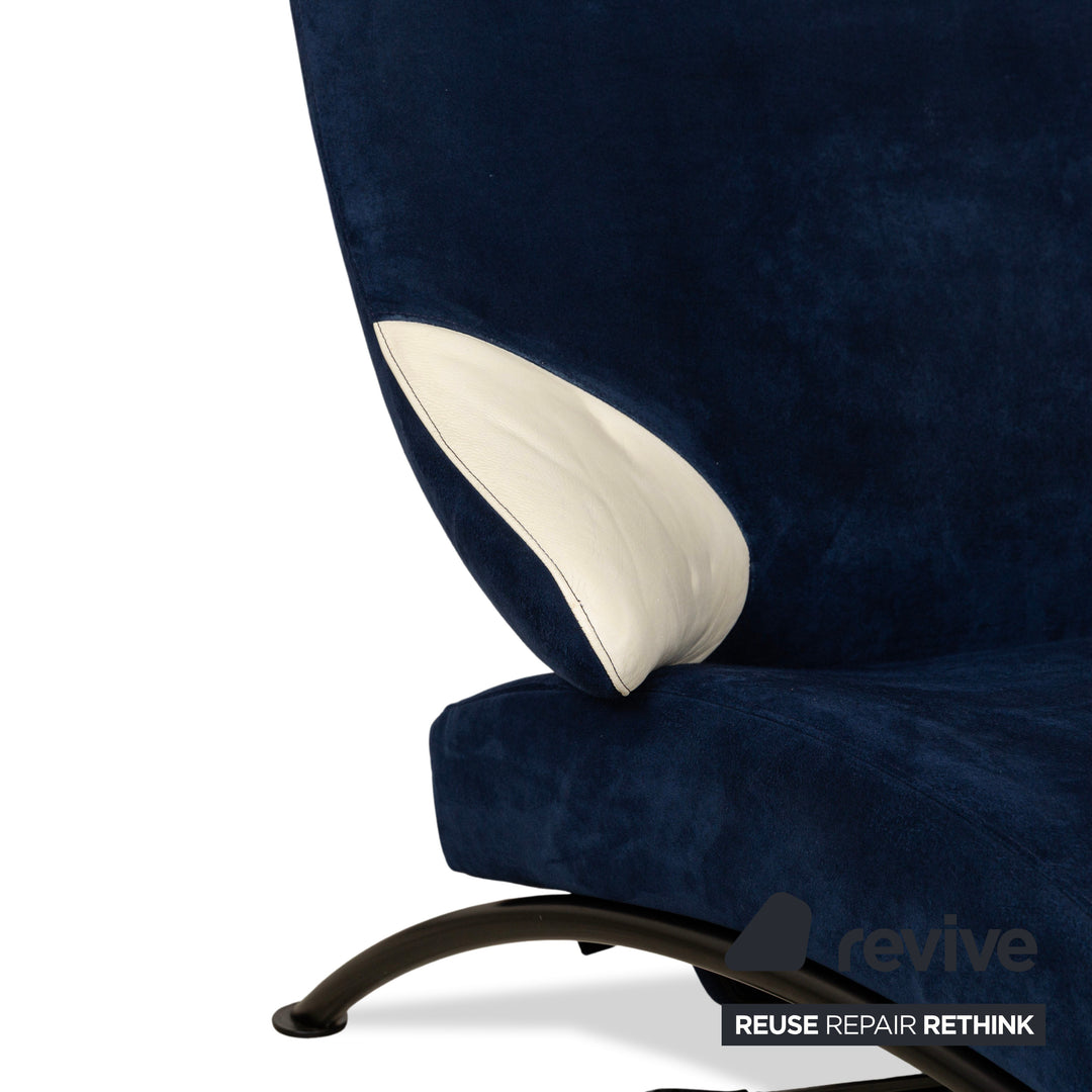 WK Wohnen Solo 699 Fabric Alcantara Armchair Blue Cream Manual Function