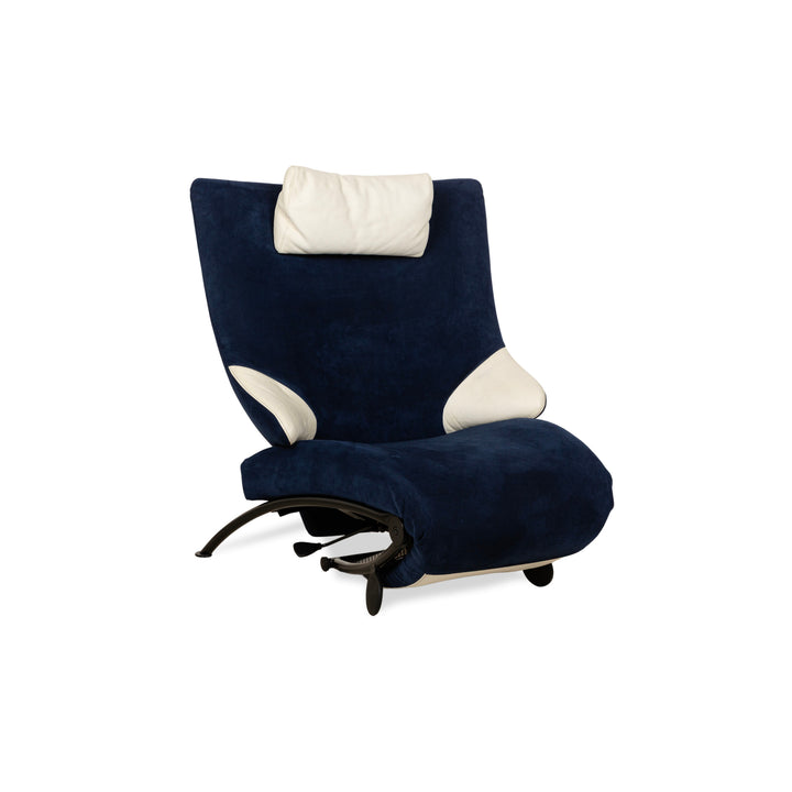WK Wohnen Solo 699 Fabric Alcantara Armchair Blue Cream Manual Function