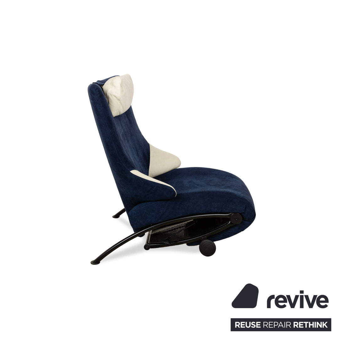 WK Wohnen Solo 699 Fabric Alcantara Armchair Blue Cream Manual Function