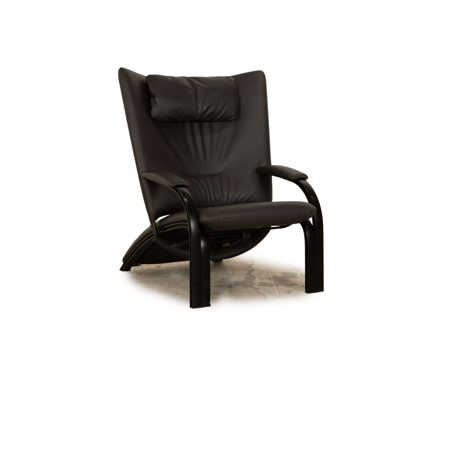Fauteuil WK Wohnen Spot 698 en cuir vegan anthracite noir, housse neuve, fonction manuelle