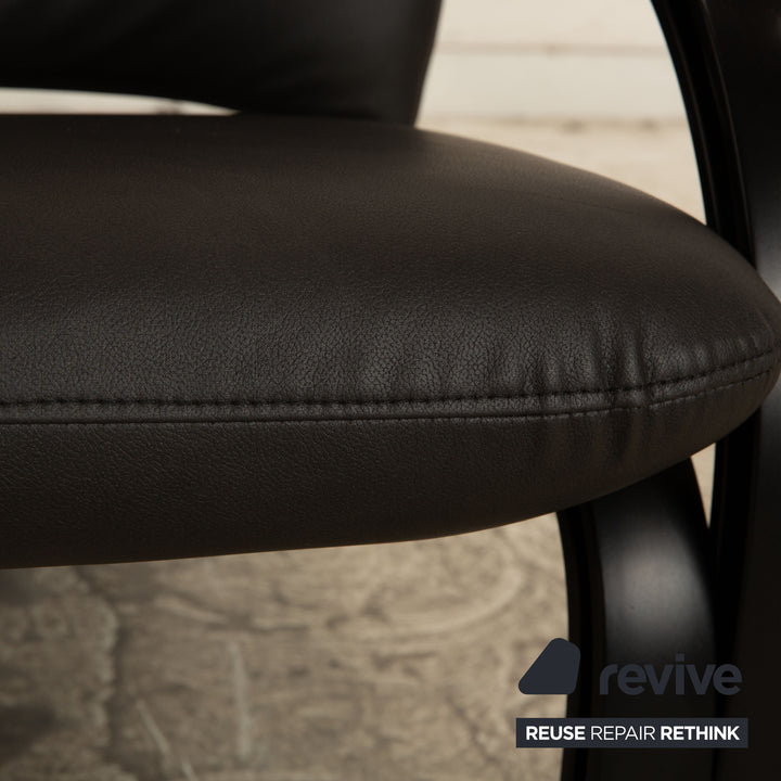 Fauteuil WK Wohnen Spot 698 en cuir vegan anthracite noir, housse neuve, fonction manuelle