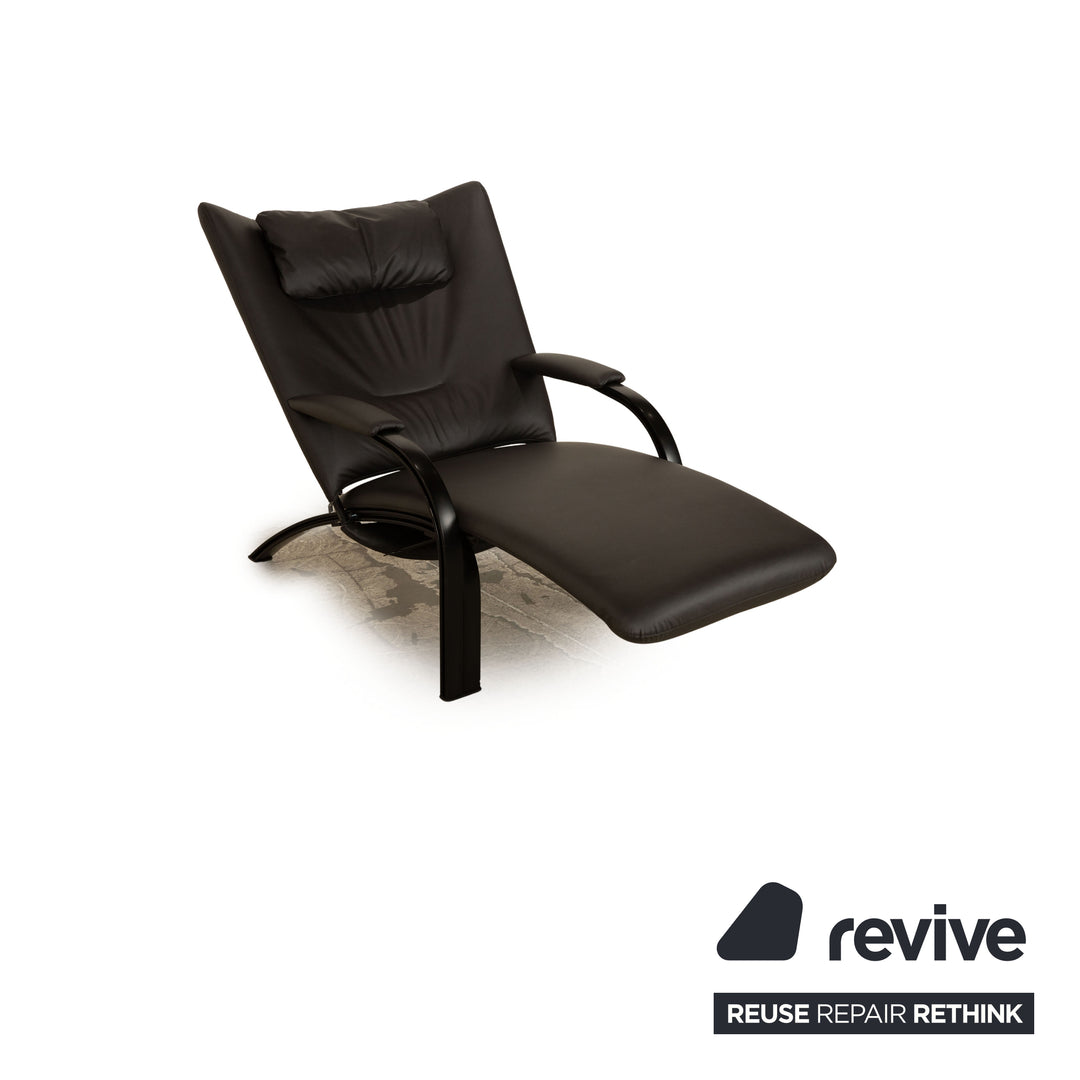 Fauteuil WK Wohnen Spot 698 en cuir vegan anthracite noir, housse neuve, fonction manuelle