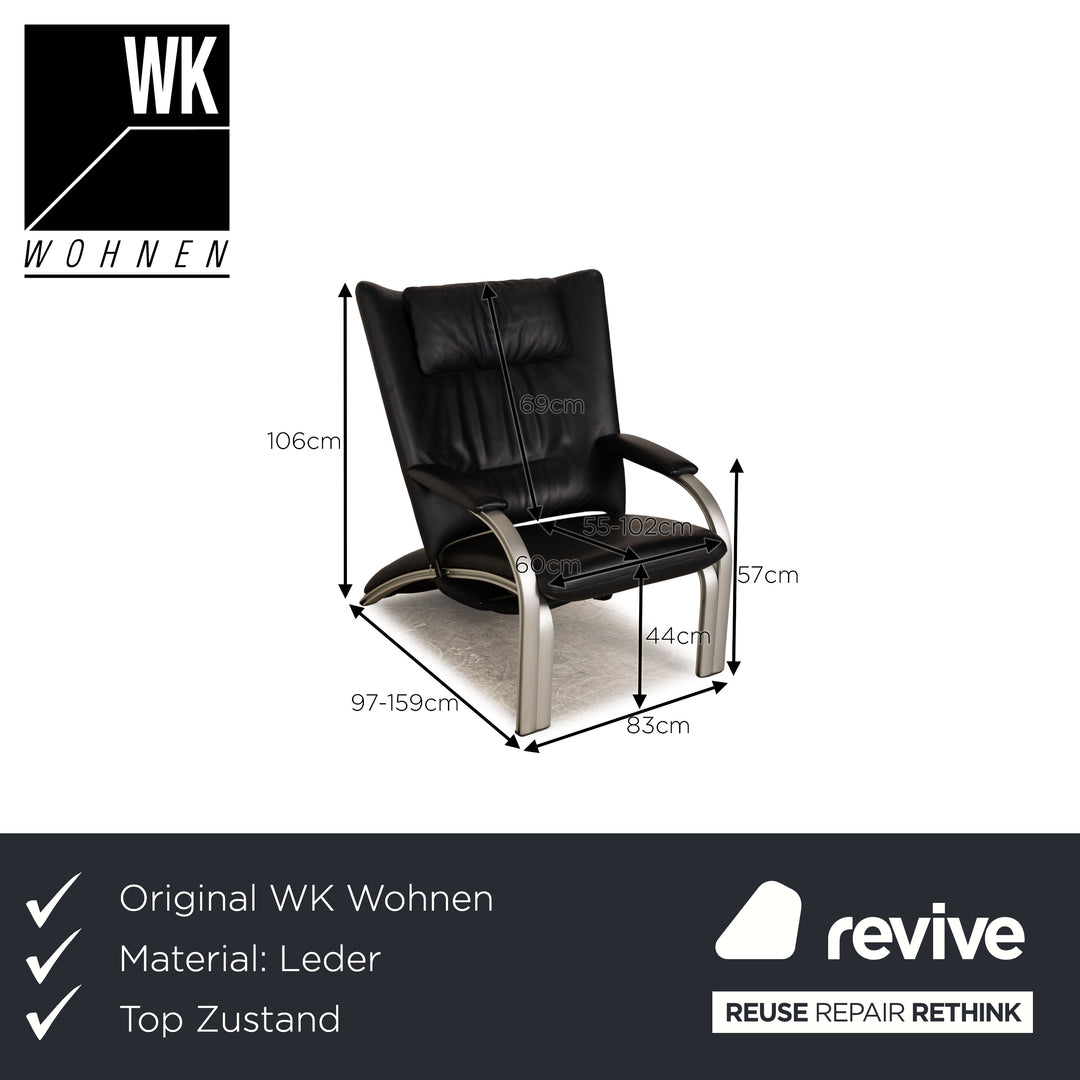 WK Wohnen Spot 698 leather armchair dark blue manual function relaxation function