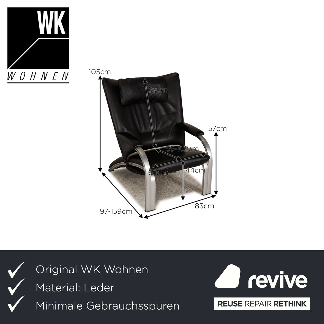 WK Wohnen Spot 698 Fauteuil en cuir noir Fonction fonction détente