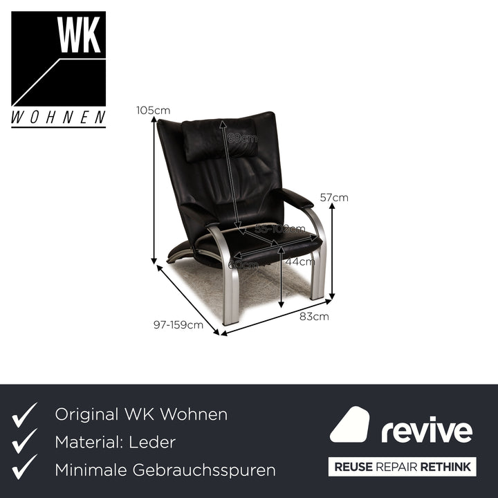 WK Wohnen Spot 698 Fauteuil en cuir noir Fonction fonction détente