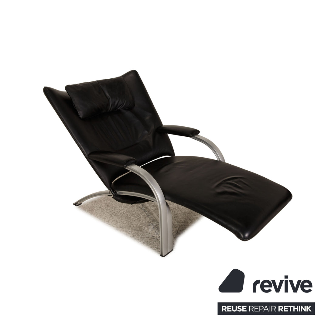 WK Wohnen Spot 698 Fauteuil en cuir noir Fonction fonction détente