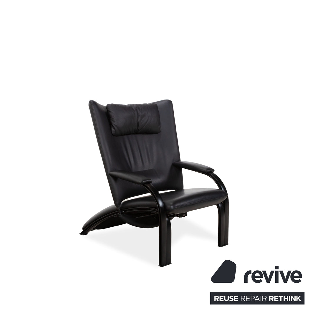 WK Wohnen Spot 698 Leder Sessel Schwarz manuelle Funktion