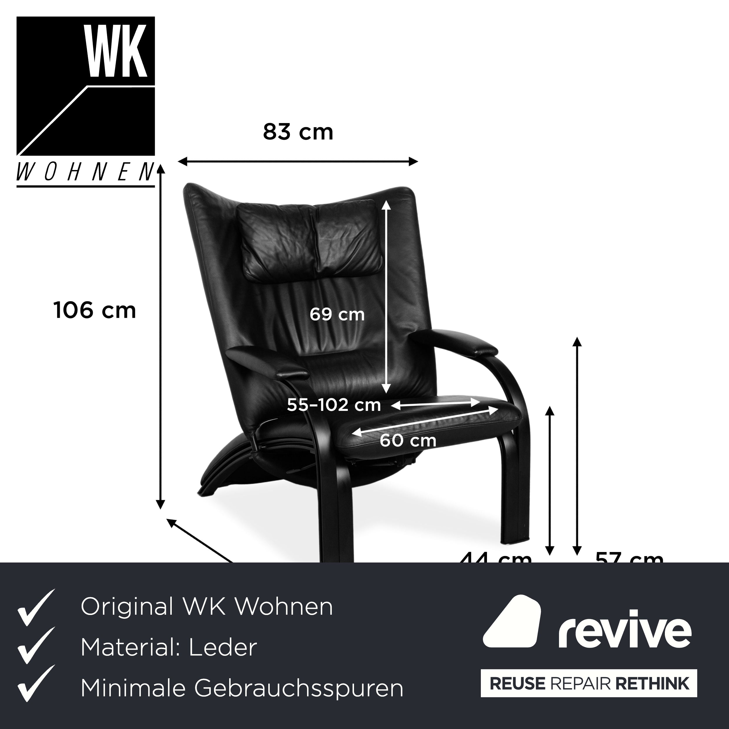 WK Wohnen Spot 698 Leder Sessel Schwarz manuelle Funktion