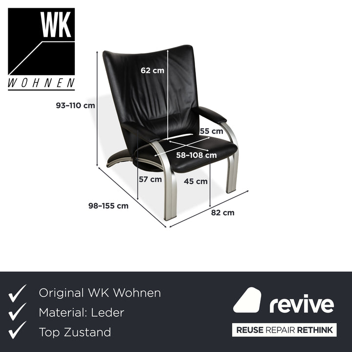 WK Wohnen Spot 698 Leder Sessel Schwarz manuelle Funktion