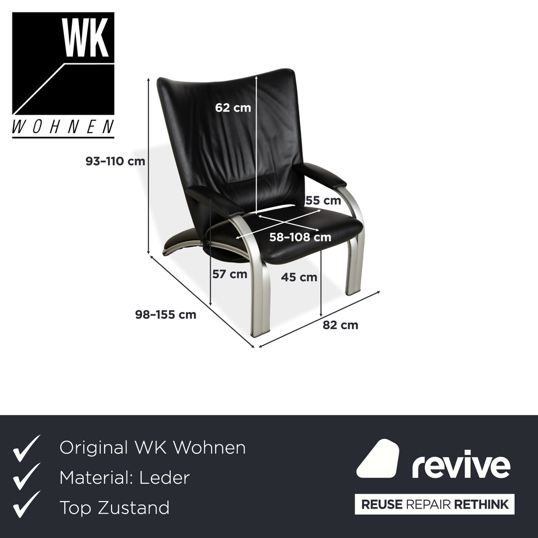WK Wohnen Spot 698 Leder Sessel Schwarz manuelle Funktion