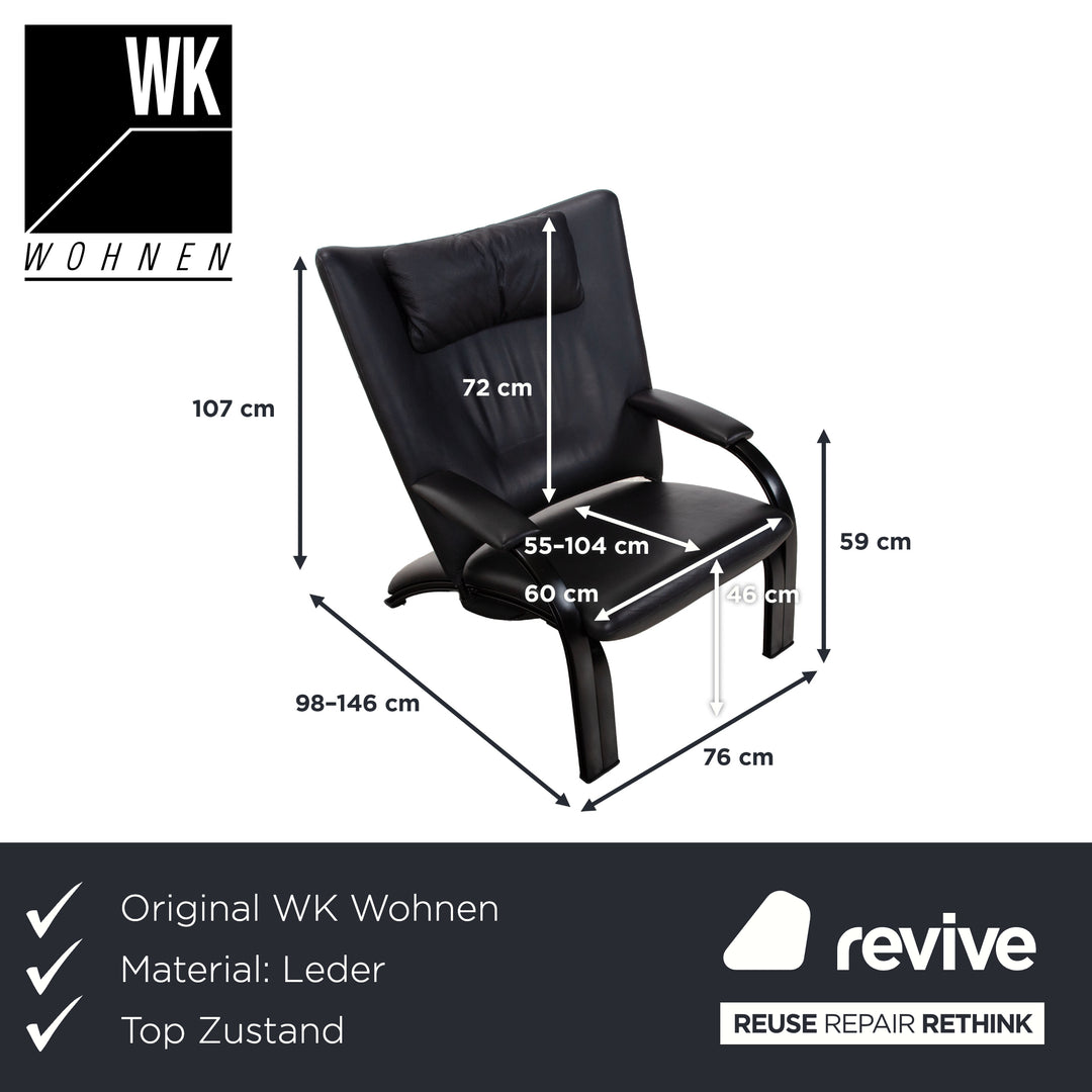 WK Wohnen Spot 698 Leder Sessel Schwarz manuelle Funktion