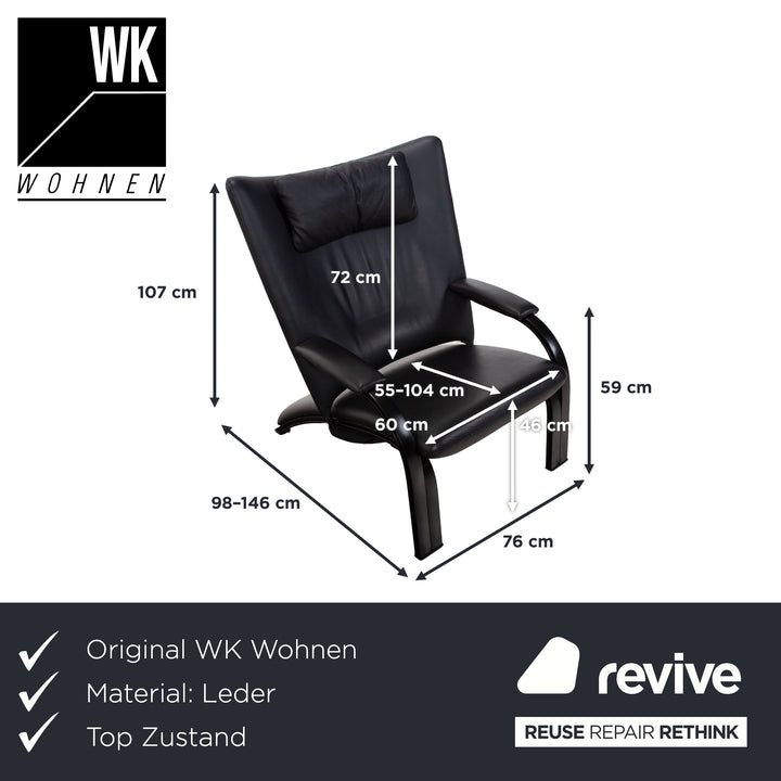 WK Wohnen Spot 698 Leder Sessel Schwarz manuelle Funktion